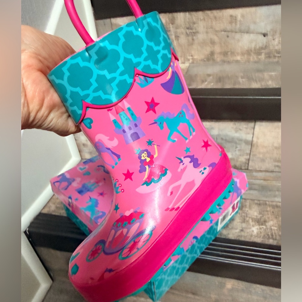 Stephen Joseph Size 6 Pink Princess Kids Rain Boots - Picture 5 of 5